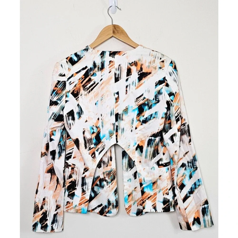 Akira Chicago Women's M Multicolor Black Label Long Sleeve Lined Colorful Blazer - Picture 2 of 11